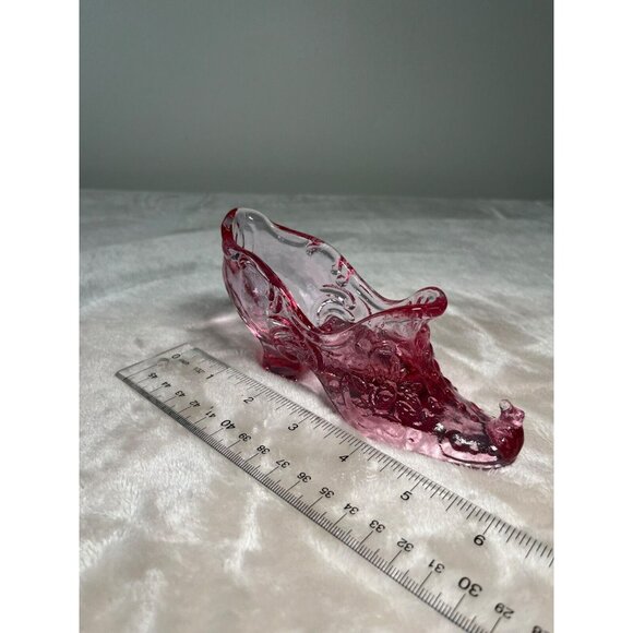 Mosser Glass Co, ( Cranberry Ice ) Pink Glass Rose Slipper Made in USA - Picture 3 of 8